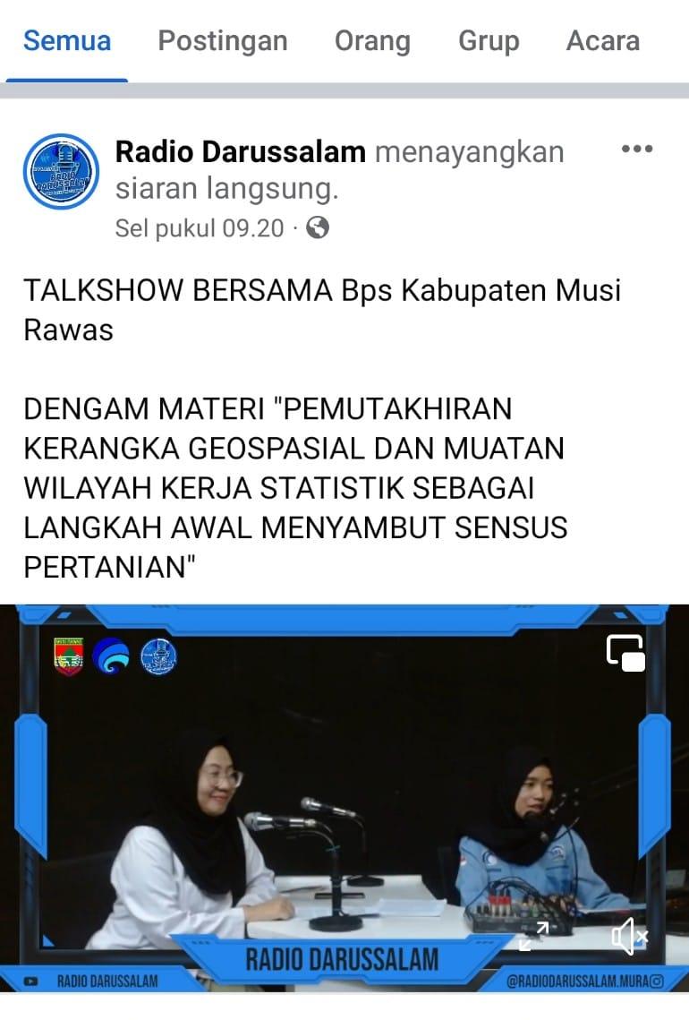 Talkshow Radio Darussalam dengan tema Pemutakhiran Kerangka Geospasial dan Muatan Wilkerstat ST2023