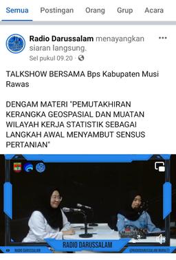 Talkshow Radio Darussalam dengan tema Pemutakhiran Kerangka Geospasial dan Muatan Wilkerstat ST2023