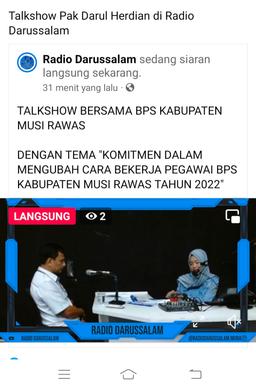 Talkshow Radio Darussalam dengan tema Komitmen Pegawai BPS